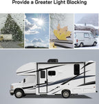 RV Windshield Cover for Chevy Express/GMC Savana 2001-2026, Class C Motorhome RV Front Window Sunshade Cover, for UV Protection & Privacy Shield, White with Mirror Cutouts