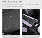 Patchwork Leather Center Console Covers for Cars,Upgraded Arm Rest Cover for Car with Side Storage Pocket for Car Seat Organizer,Middle Console Cover Stylish Car Decoration (Taro Purple)