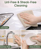 Microfiber Cleaning Cloth Roll - 100 Pack Tear Away Microfiber Paper Towels, Reusable, Washable, Scratch-Free, Kitchen Towels for Car, Home, Kitchen, Glass, Dishes(Desert Gold)