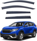 4pcs Smoke Tint with Chrome Trim Outside Mount Tape On/Clip On Style PVC Sun Rain Guard Vent Window Visors Compatible with 2017-2022 CRV CR-V