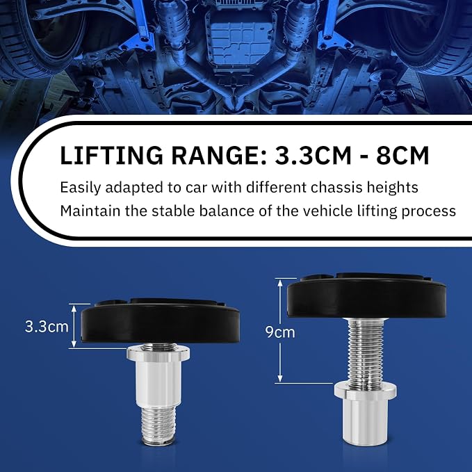 4PCS 60mm Shaft Diameter Car Lift Rubber Tray Heightening Feet Plus High Leg Pads, Screw Up Car Lift Pads Heightening Feet Tray