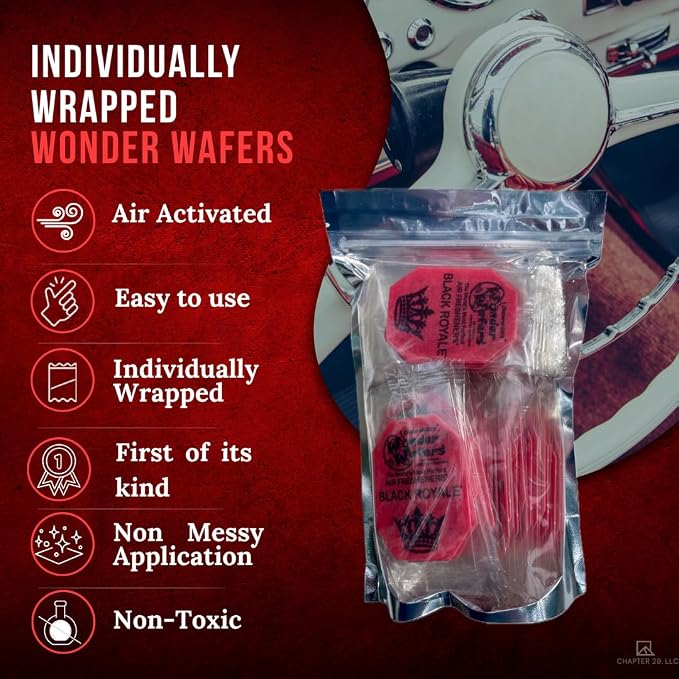 Wonder Wafers 75 Count Air Fresheners Individually Wrapped, Black Royale Fragrance