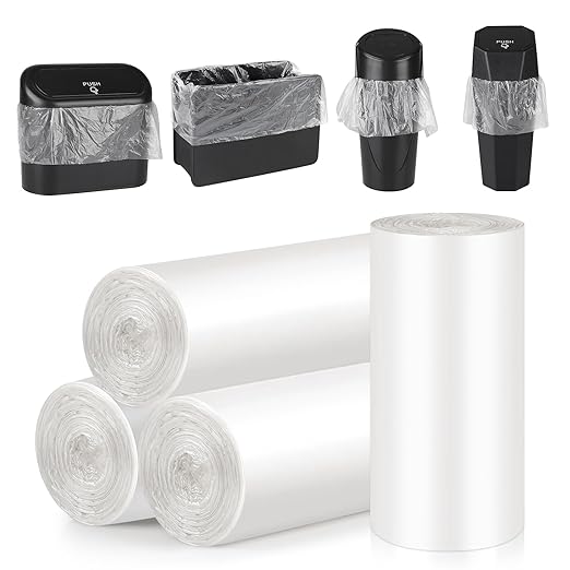 Mini Car Trash Can Bags for Auto Trash Bin, 120 Count Small Garbage Organizer Bags Tear-Resistant, Liner Refills (Vehicle Trash Can is not Included), White