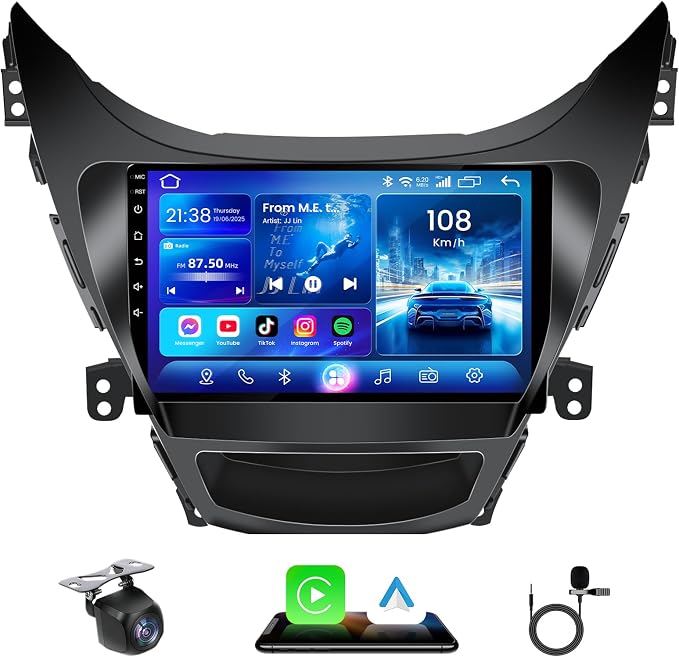 4G RAM+64G ROM Car Radio for Hyundai Elantra 2011-2013: Android 13 Head Unit Car Stereo Upgrade with Wireless Carplay Android Auto 9 inch 1280 * 800 Touchscreen GPS Bluetooth 5GWiFi Backup Camera