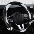 Car Steering Wheel Covers for Women Girl Padded Carbon Fiber PU Leather Cute Cartoon Auto Interior Accessories for Jeep, Truck, Universal, Anti Slip, White, Large Size, 15.2-16in