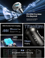 Car Charger USB C, 69W Cigarette Lighter USB Charger Adapter, Car Accessories Gifts for Men, Mini USBC Cars Fast Charging Adapter USBC Type C 12V Plug Outlet, for iPhone 17 Pro Max 16 15 14 13