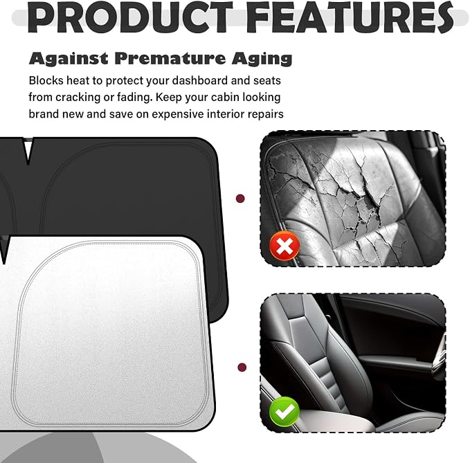 Car Windshield Sun Shade Compatible with Toyota 2019-2025 RAV4,Oxford Cloth Car Sun Shade with Storage Bag,Foldable Suns Shades for Cars Windshield Reduces Interior Temperature