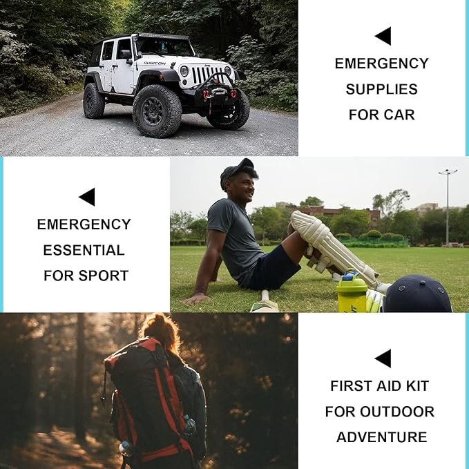 Home Car First Aid Kit Refill Supplies for Business 300Pcs Emergency Kits Urgent Essential for Workpalce Outing Skating Waterproof First Aid Blue Bag for Backpacking