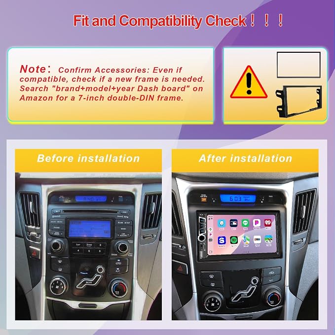 Wireless Apple Carplay 7 inch Double Din Car Stereo,IPS Touchscreen,Bluetooth 5.2,FM Car Radio,Bakcup Camera,Subwoofer Ports, Audio Receiver,Android Auto,Type-C/USB Fast Charging,GPS Navigation
