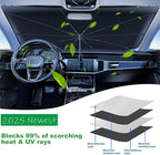 Windshield Sun Shade 2025 Car Accessories 100% Blackout Car Front Windsow Shades Umbrella Automotive Sun Visor Block Heat Insulation Protection (Gry Eyes)