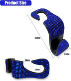 2PCS Car Seat Hooks, Bling Car Rhinestone Headrest Hooks, Universal Bling Car Interior Accessories, for Handbag, Clothes, Purse, Water Bottle (Blue)