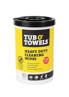 Tub O' Towels Heavy-Duty Multi-Surface Cleaning Wipes – Extra-Large 10" x 12", 90-Count Canister – Removes Grease, Tar, Ink & Tough Stains – Safe for Home, Auto, Garage & More