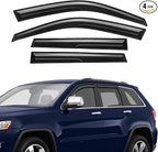 Rain Guards Fit for Jeep Grand Cherokee 2011-2021, Tape-On Durable Side Window Deflector 2011 2012 2013 2014 2015 2016 2017 2018 2019 2020 2021 Grand Cherokee Rain Guard Black 4 PCS