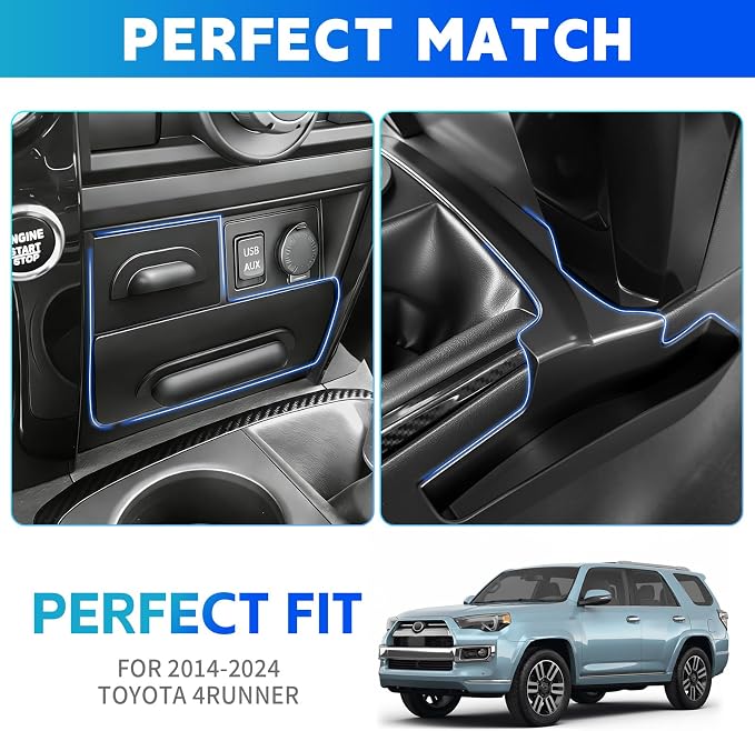 Console Organizer Tray Fits for 2014-2024 Toyota 4Runner Shifter Hanging Tray Dashboard Screen Drawer Armrest Storage Box Compatible with 4Runner Interior Accessories (Drawer+Shifter)
