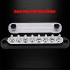 8 x M5 (#10) Studs Power Distribution Block Bus Bar 12V, 5.9" HD 120A Marine BusBar Battery Distribution Block W/Cover for Car Boat Solar (Black)