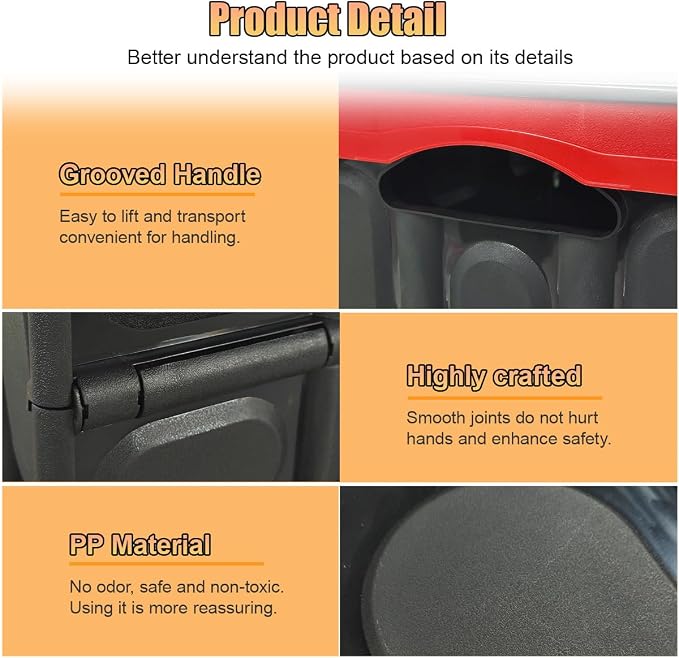 Car Trunk Organizer, Foldable Plastic Cargo Storage Box with Lid, Large Car Tool Container with Handles, Universal Automotive Organization Accessories for Camping, Groceries (Black)