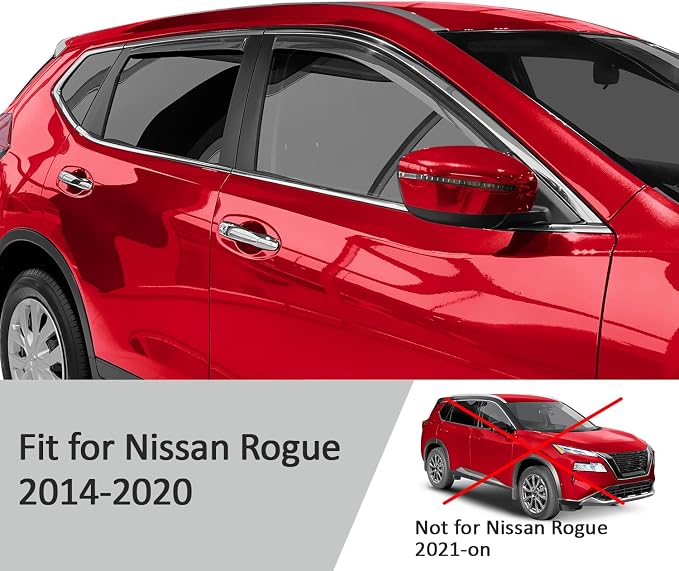 Voron Glass in-Channel Extra Durable Rain Guards for Nissan Rogue 2014-2020 SUV, Window Deflectors, Vent Window Visors, 4 Pieces - 220104