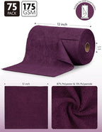 Microfiber Cleaning Cloth Roll-75 Sheets, 12"x12"(DeepPurple) | Super Absorbent, Lint-free, Tear-away Microfiber Towel Roll, for All-Purpose Cleaning