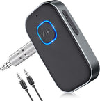 Bluetooth Receiver for Car, Noise Cancelling 3.5mm AUX Bluetooth Car Adapter, Wireless Audio Receiver for Home Stereo/Wired Headphones, Hands-Free Call, 16H Battery Life - Dark Gray