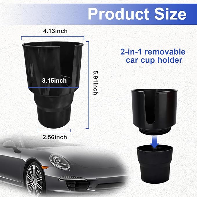 Cup Holder Expander for Car, 4 Inch Car Cup Holder Expander Adapter, Detachable Expander Car Coffee Mug Adapter Organizer, Car Cup Holder for 32-50 oz Bottles & Cups