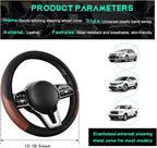 Car Steering Wheel Cover, 15 inch Carbon Fiber Microfiber Leather Elastic Steering Wheel Protector, Breathable Anti-Slip Comfortable Steering Wheel Covers for Most Cars (Black&Khaki, AD)