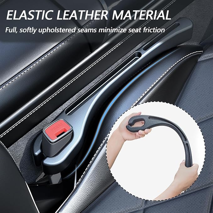 2 Pcs Car Seat Gap Filler，PU Leather Fill The Gap Between Seat and Center Console，Universal Fit Organizer for Car SUV Truck