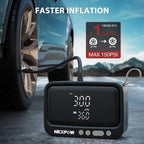 Tire Inflator Portable Air Compressor, 150 PSI Air Pump for Car Tires with Digital Pressure Gauge & Auto Shut-Off, Air Compressor Portable for Car, Motorcycle, Bicycle, Balls, Gray