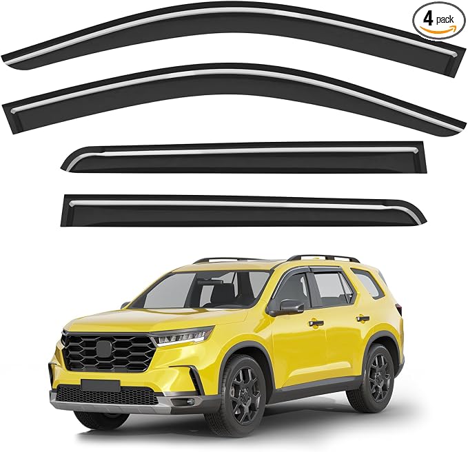 Low Profile Window Rain Guards Fit for Honda Pilot 2023-2026 Rain Guard Window Deflectors Extra-Thick Side Window Visors Vent Shades Tape-on Vent Visors Car Accessories-4PCS