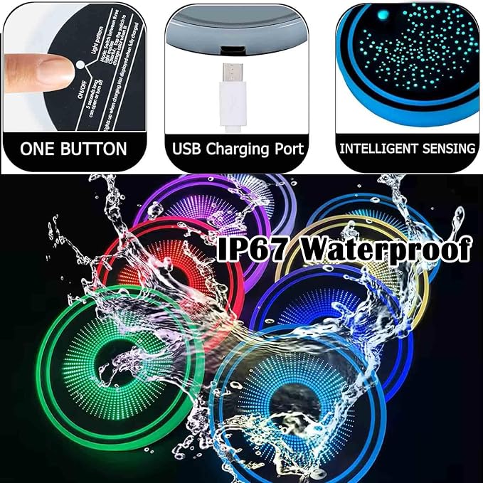 2PCS LED Car Cup Holder Lights, Light up Car Coasters for Cup Holders 7 Colors Changing USB Charging Mat Waterproof Cup Pad, Car Gifts for Men & Women