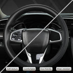 Customized Auto Car Steering Wheel Cover for Honda Civic, CR-Z, Insight, S2000,14-14.25inch(Black-Small Size)