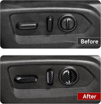 Car Seat Adjustment Button Sticker ABS Carbon Fiber Decal Interior Trim Cover for 2019 2020 2021 2022 2023 2024 2025 Chevy Silverado 1500 2500 3500 HD Accessories