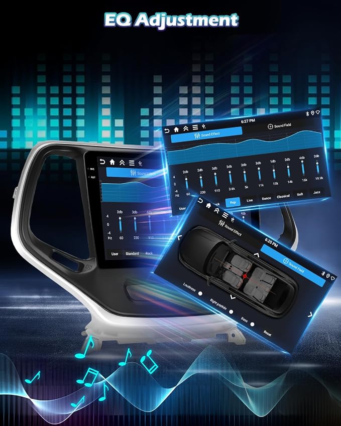 4+128G Android Car Stereo for Jeep Cherokee Sport 2014 2015 2016 2017 with Wireless Carplay/Android Auto - 10 Inch HD Touchscreen Radio with EQ/5GHz WiFi/GPS/SWC + AHD Rear View Camera