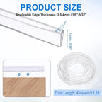 Clear Edge Trim, 13.1Ft Silicone U Channel Edge Protector, Edges Guards Fits 1/8"-5/32" for Car Doors Sheet Metal Parts (5/16" W x 9/16" H)