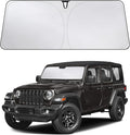 Windshield Sunshade Compatible for Jeep Wrangler 2019-2024 2025 2026, Sun Visor for Front Windshield & Window Sun Shade Cover, UV Heat Blocker & Protector, Car Accessories