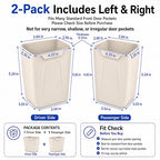 2 Pack Car Trash Can for Door Pocket Reinforced Silicone Auto Garbage Bin with Stay-Open Rim, Waterproof Car Waste Container, Left & Right Door Organizer, Fits Most Standard Door Pockets, White