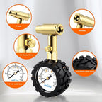 Bike Tire Pressure Gauge - Dual Head for Schrader & Presta Valves,0-60 PSI / 4 BAR Range, 1.5-Inch Dial with Gear Protection Sleeve - Suitable for MTB, Road, E-Bikes and Motobike