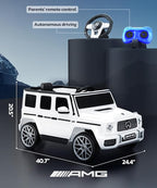 Licensed Mercedes-Benz AMG G63 Ride on Toys,Electric Car for Kids W/Parents Control,Electric Powered G Wagon Ride On Truck Toy,Low Battery Prompt,Bluetooth,Flickering Lights/LED Lights, White