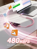 Pink USB C Cable, Gifts for Women Men 2 Pack for Android Auto & CarPlay Cable, Type C Charger Pink Compatible with iPhone 17/16 Galaxy S25/S24 Car Accessories for Women Wife Girlfriend Sisters