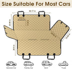 Waterproof Dog Car Seat Cover for Back Seat - Durable, Scratch Proof Pet Hammock with Nonslip Design & Storage Pockets, Fits Cars, SUVs, Trucks - L, Khaki/Black