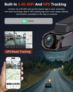 4K+1080P Dash Cam Front and Rear, Built-in WiFi GPS, 32GB SD Card Included | 2.0" IPS Screen, App Controls, Night Vision, 170° Wide Angle, G-Sensor Lock, Loop Recording, 24H Parking Mode, Quick Install