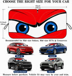 Car Windshield Sun Shade, Universal Fit Midsized Sedan SUV, Angry Red | 63 x 31.5" Windshield Cover, Foldable Front Window Sunshade, UV Heat Protection, Cute Eyes Series