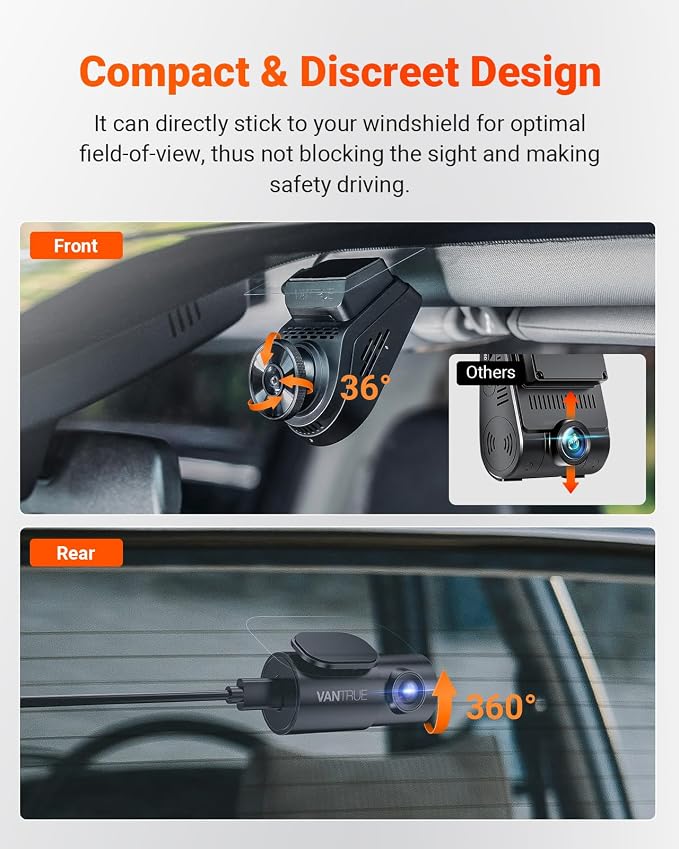 S1 Pro Dash Cam Front and Rear, 60FPS STARVIS 2 Dash Camera, PlatePix™ Tech, AI Dual Dash Cam with ADAS & BSD, Night Vision Car Camera with 5G WiFi, GPS, Voice Control, 24/7 Parking Mode