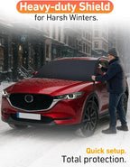 Car Snow Cover Compatible for Mazda CX-30 | Windshield Cover for Ice and Snow with S-Hook Straps | Heavy-Duty 600D Oxford Winter Car Cover, Waterproof & Anti-Slip
