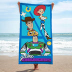 Kids Beach Towel - 100% Cotton Super Soft Absorbent Bath Towel, 28" x 58" Inch Lightweight for Travel, Official Licensed Product, Blue - Toy Story