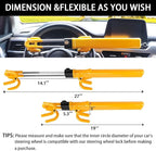 Steering Wheel Lock for car Universal Adjustable Length Anti-Theft Device Car Locks Double Hook Locks for Car SUV Pickup Truck Van(Yellow)