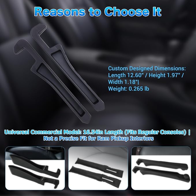 Half-Sized Seat Gap Filler Compatible with 2019-2026 RAM 1500 2500 3500| Zero Obstruction to Lower Center Console Storage | Anti-Drop Organizer | Window Breaker Interior Accessories