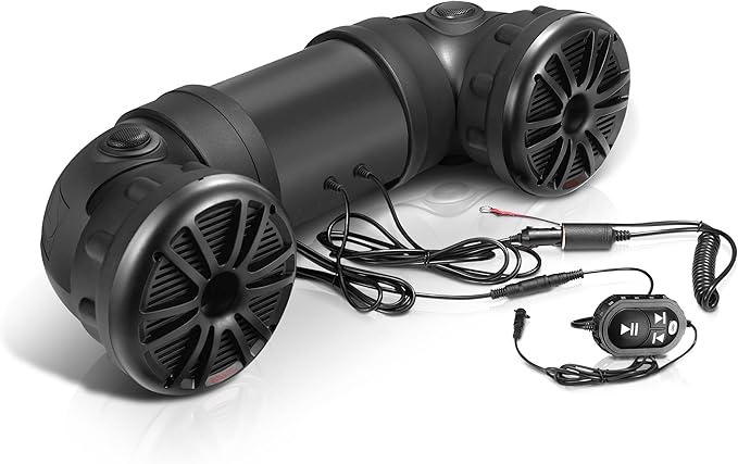 ATV25B ATV UTV Sound System - 6.5 Inch Speakers, 1.5 Inch Tweeters, Full Range, IPX5 Weatherproof, Bluetooth Remote, Built-in Amplifier, Golf Cart Compatible