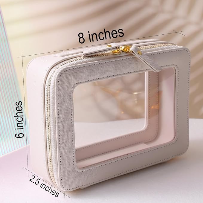 Toiletry bag waterproof cosmetic organizer with handle large opening for travelling car organizer (White)