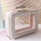 Toiletry bag waterproof cosmetic organizer with handle large opening for travelling car organizer (White)