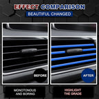 28 Pcs Car Accessories: 20 Pcs Air Conditioner Decoration Strip, 4 Non-Slip Silicone Cup Coasters, 4 Car Tire Valve Stem Caps (Blue)